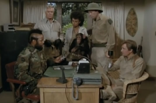 The A-Team hangs out with Daphne Maxwell, plus there's a monkey in the room