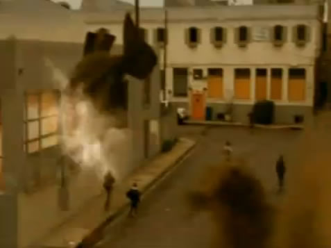 Piranha fly into buildings and explode