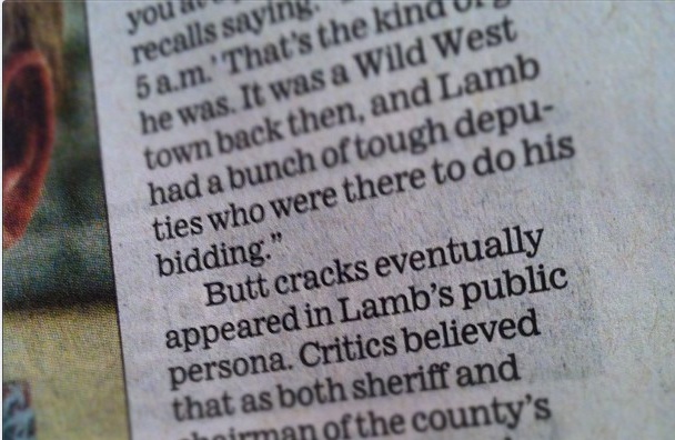 "Butt cracks eventually appeared in Lamb's public persona..."