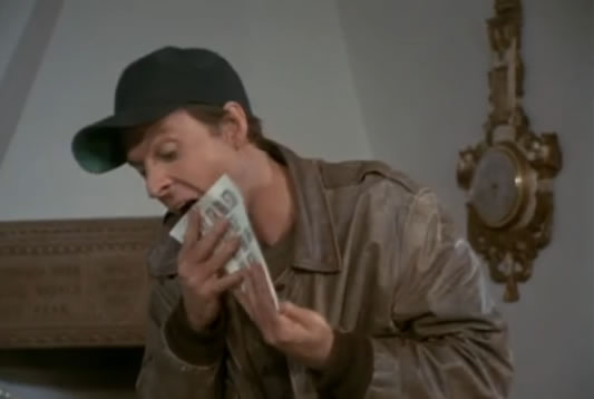 Murdock licks a whole page of stamps