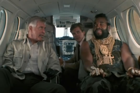 B.A. is really nervous on the plane