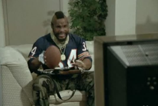 B.A. watches Bears football on TV