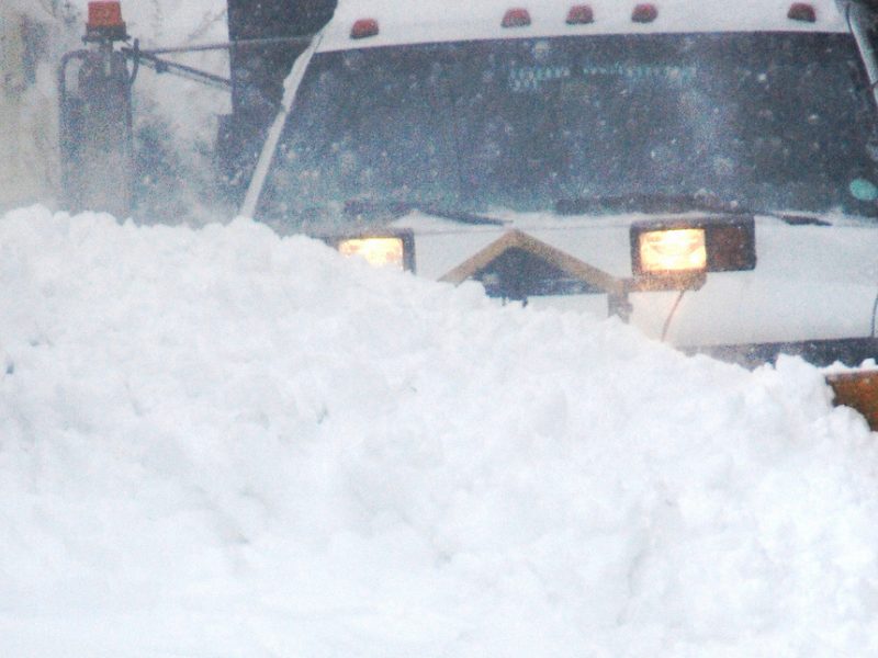 Plow truck in the blizzard