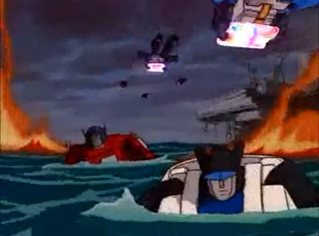Autobots floating in the water