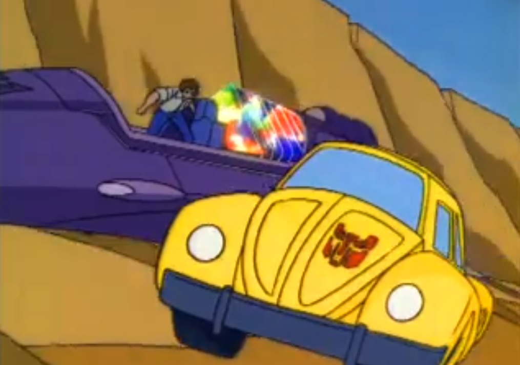 Bumblebee rescues Spike from the space bridge