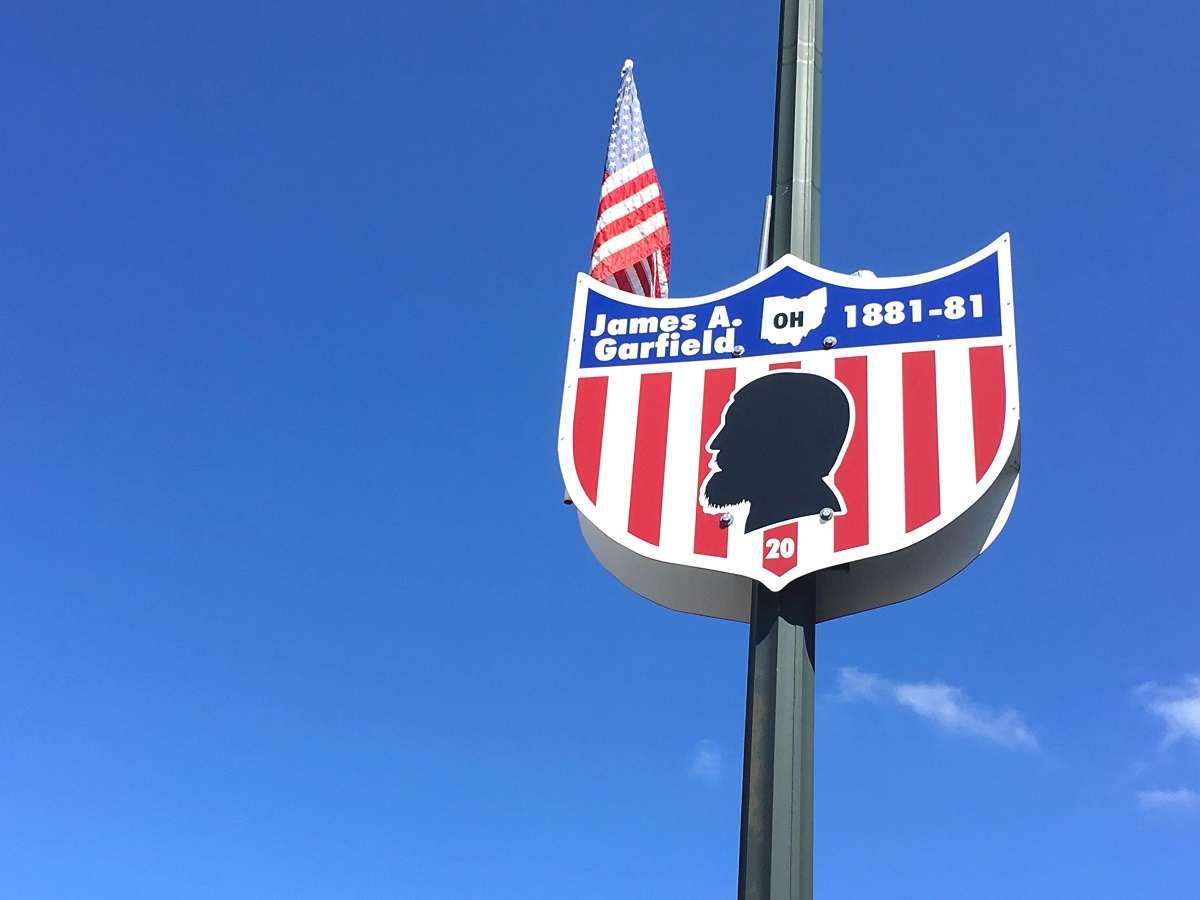 Cuba City street sign and silhouette for James A Garfield