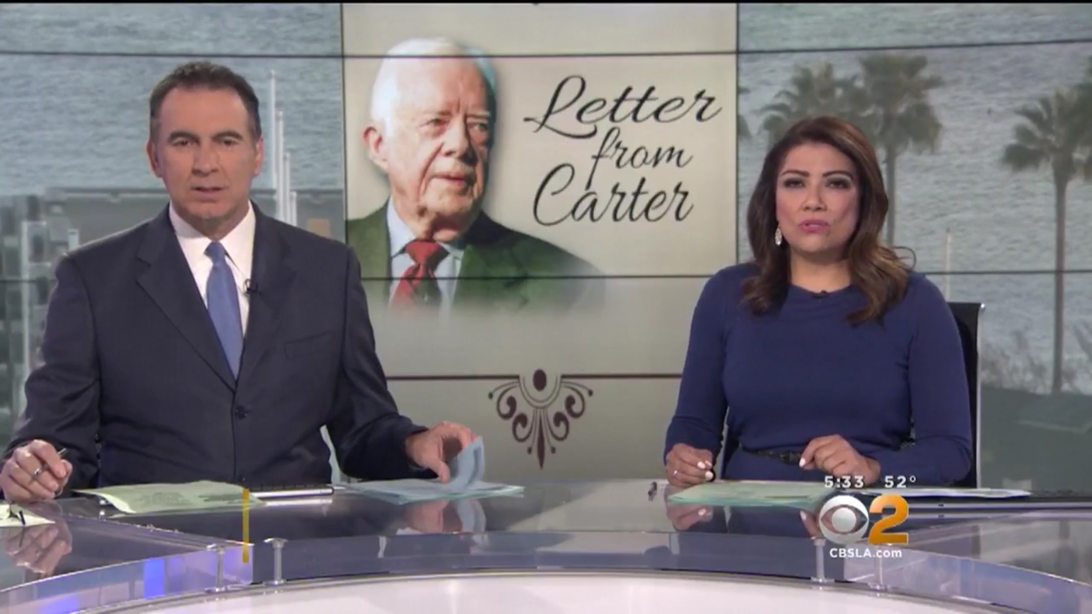 News chyron: "Letter from Carter"