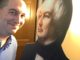 Brady with a cardboard cutout of Millard Fillmore