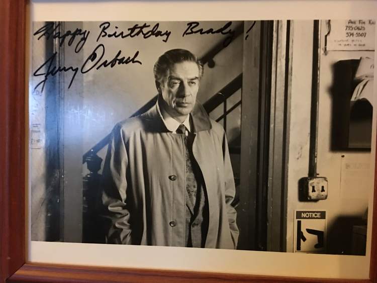Autographed picture of Jerry Orbach that says "Happy Birthday Brady!"