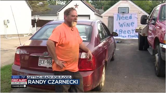 Randy Czarnecki: Getting Ready For Flood. His list reads: "Need Wine + Beer"