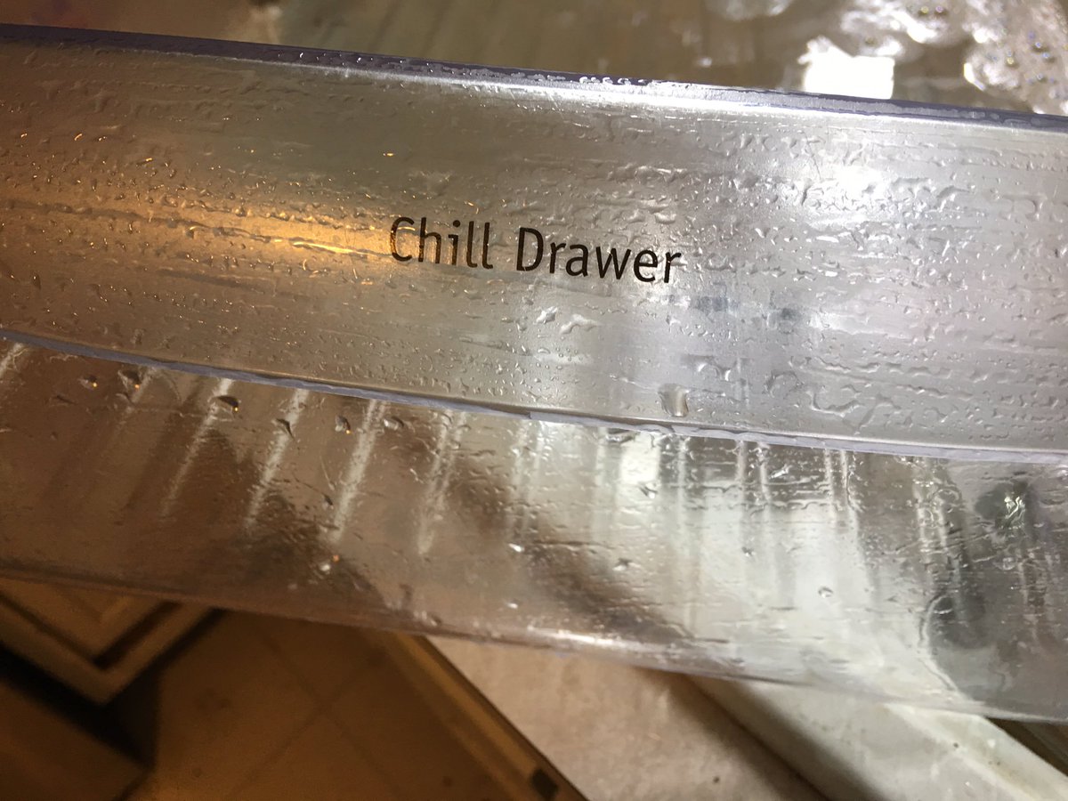 refrigerator drawer label says "Chill Drawer"