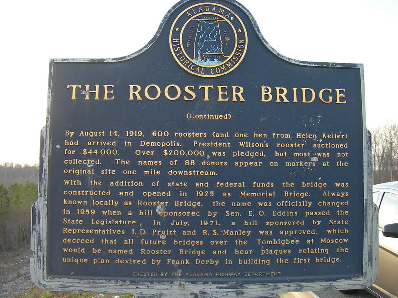 Historic marker for the Rooster Bridge in Alabama. (Photo by Jimmy Emerson, DVM via Flickr/Creative Commons https://flic.kr/p/4w4xXy)