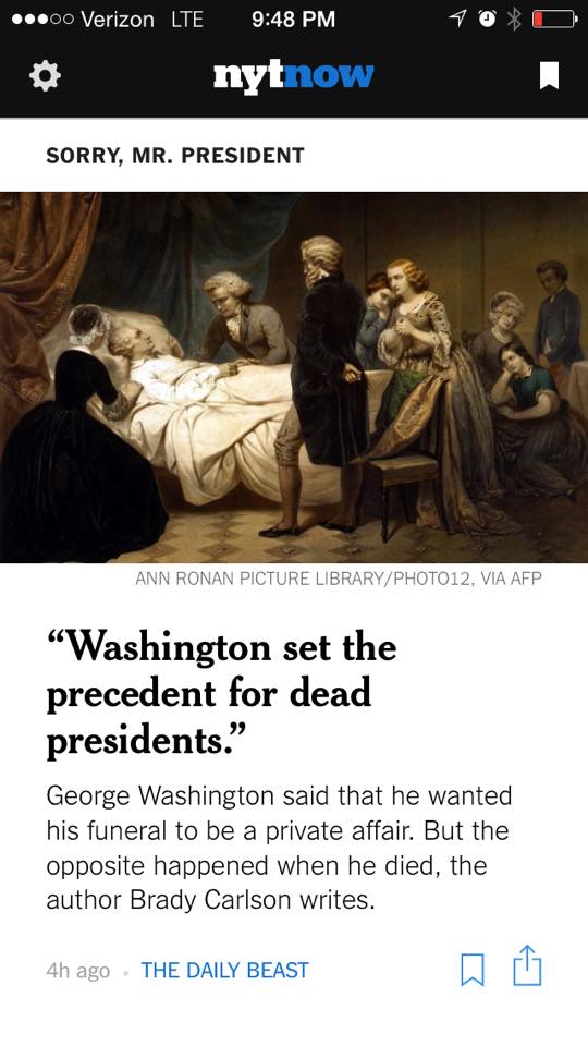 A preview of the DEAD PRESIDENTS excerpt on the NYT Now app