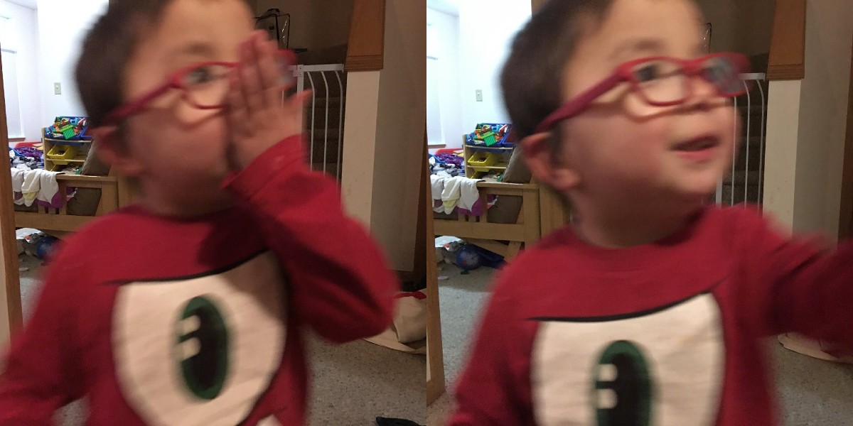 Three year old blows kisses to cookies