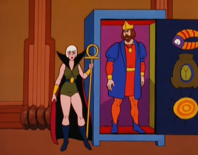 Majestra is next to the Cabinet, which contains King Randor