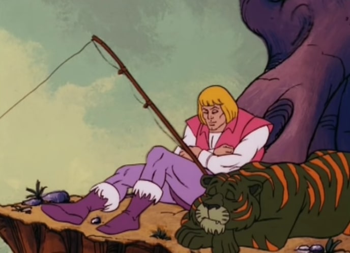 Prince Adam and Cringer fall asleep while fishing