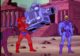 Beast Man holds the large, bulky energy collector while Skeletor snickers