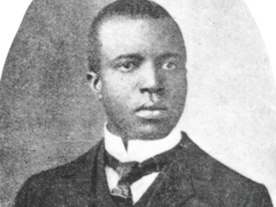 Portrait of Scott Joplin circa 1903, via Wikicommons https://upload.wikimedia.org/wikipedia/commons/6/6d/Scott_Joplin.jpg