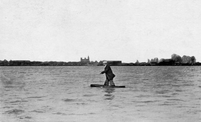 Charles Oldrieve walking on water.