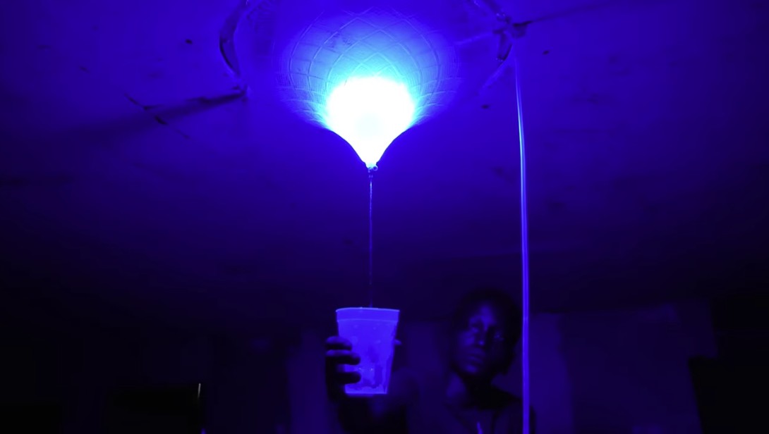 Screenshot of Henry Glogau's video about the Solar Desalination Skylight in action https://youtu.be/nYMl7nBNEE4