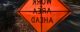 An orange "Work Area Ahead" road sign, shown from the reverse side. (Photo by Alan Levine via Flickr/Creative Commons https://flic.kr/p/21Ey6rE)