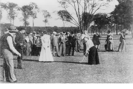 Women's golf competition at the Paris Olympics of 1900. (Photo via Wikicommons https://commons.wikimedia.org/wiki/Category:1900_Summer_Olympics#/media/File:Olympic_Golf_1900.jpg)