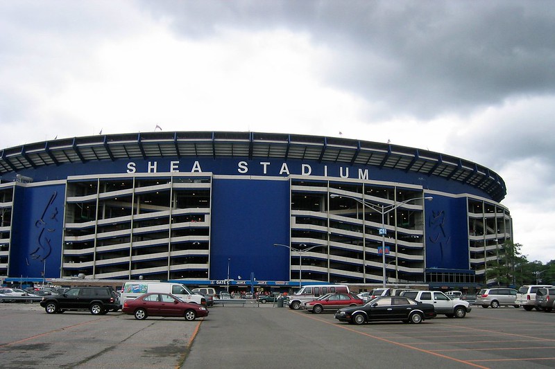 The exterior of Shea Stadium. (Photo by Wally Gobetz via Flickr/Creative Commons https://flic.kr/p/fbzV7)