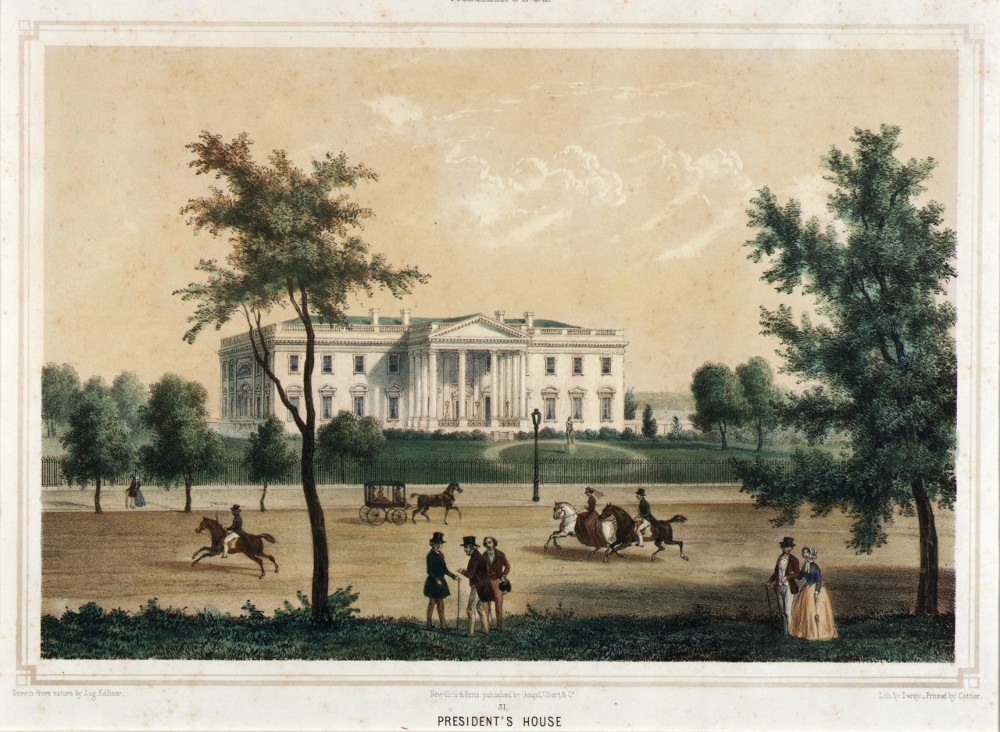 Lithograph of the President's House, 1848, by Isidore Laurent Deroy. Smithsonian American Art Museum, Gift of International Business Machines Corporation 1848, via Creative Commons https://www.si.edu/object/washington-presidents-house:saam_1966.48.62