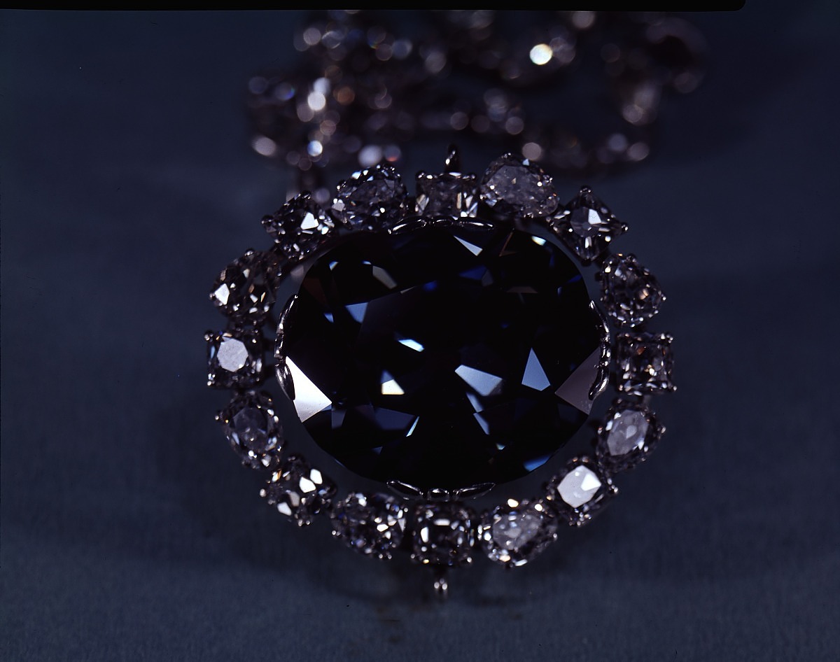 Closeup of the Hope Diamond. Photo via Smithsonian Institution. https://siarchives.si.edu/collections/siris_sic_8819