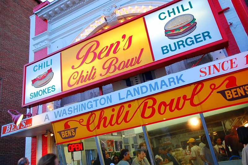 The front of the main location of Ben's Chili Bowl in Washington, DC. (Photo by Steve Snodgrass via Flickr/Creative Commons https://flic.kr/p/6hfFAU)