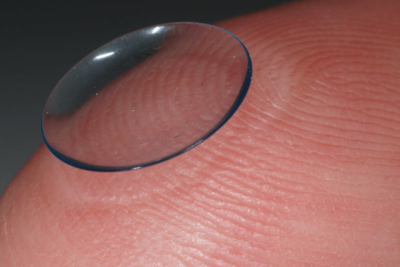 Close-up of a contact lens on a fingertip. (Photo by Ronald van der Graaf via Flickr/Creative Commons https://flic.kr/p/21mRXzw)