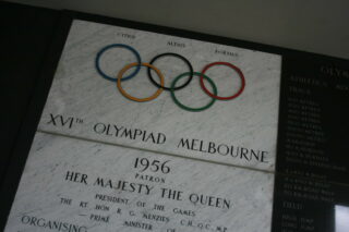 A plaque about the 1956 Summer Games in Melbourne. (Photo by Andrew Hall via Flickr/Creative Commons https://flic.kr/p/awkc4x)