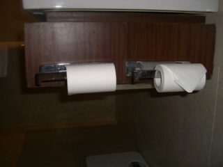 Two rolls of toilet paper on holders. (Photo by Esther Dyson via Flickr/Creative Commons https://flic.kr/p/4k1CTn)
