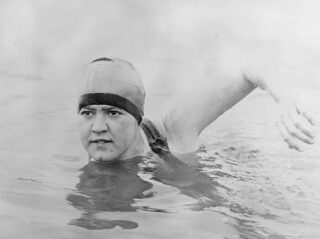 Gertrude Ederle swimming. Photo by Bain News Service, United States Library of Congress's Prints and Photographs division, via Wikicommons https://en.wikipedia.org/wiki/Gertrude_Ederle#/media/File:Gertrude_Ederle.jpg
