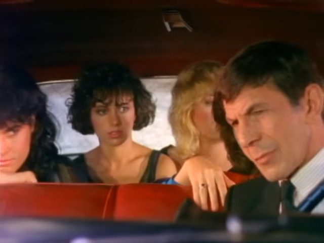 Leonard Nimoy (right) with The Bangles in the video for "Going Down To Liverpool" https://youtu.be/Zj7OJeyhq2Q?si=izDswCNMOcX3IFVB
