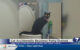 A black cat stands on a toilet. Chyron reads "Cat accidentally becomes potty trained"