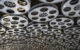 The ceiling of the Hollywood and Vince Metro Red Line subway station is covered in metal film reels. Photo by Carbon Arc via Flickr/Creative Commons https://flic.kr/p/FVm7FR